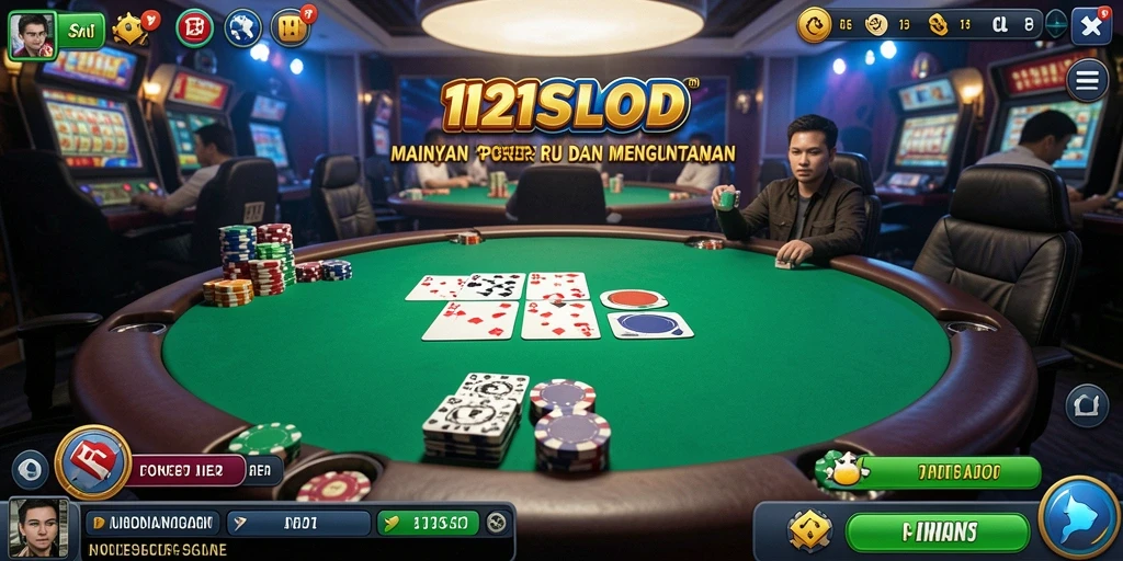 Gameplay poker seru di 1121SLOT dengan banyak pemain.