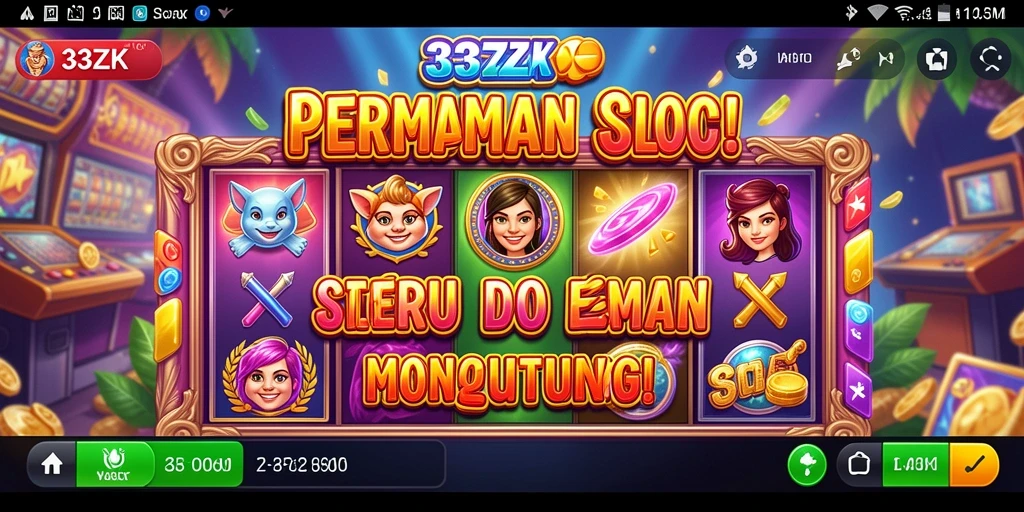 Tampilan gameplay mendebarkan dari slot 33ZK yang penuh warna.