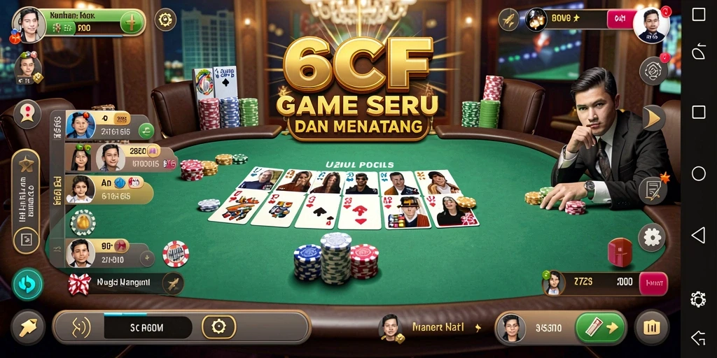 Gameplay seru di 6CF menampilkan aksi Poker yang menegangkan.