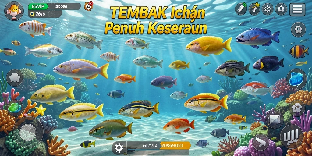 Screenshot gameplay 6SVIP menunjukkan serunya menembak ikan.