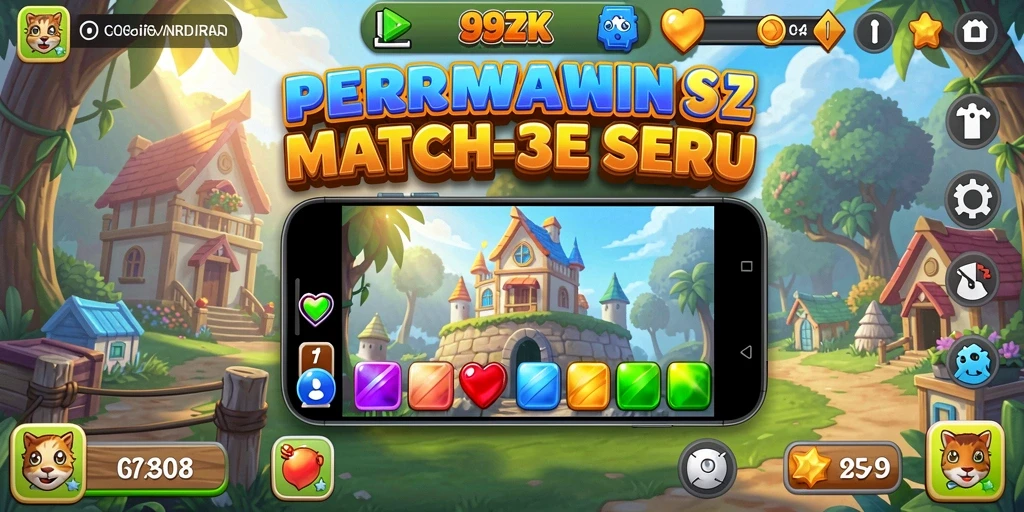 Screenshot gameplay 99ZK menampilkan tantangan mencocokkan item.