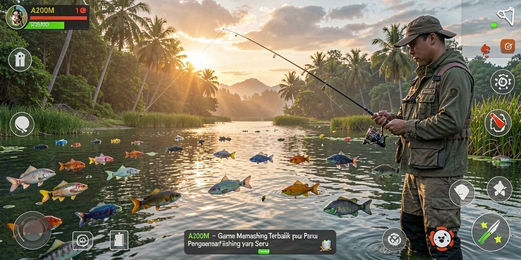 Tangkapan ikan yang realistis dalam gameplay A200M.