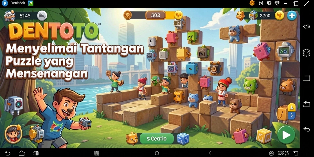 Screenshot gameplay DENTOTO menunjukkan tantangan puzzle yang seru dan menarik.