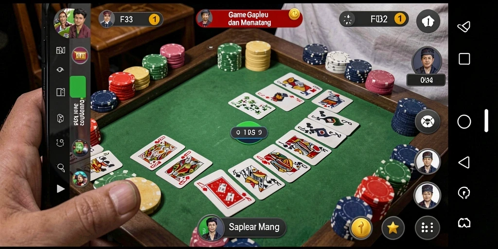 Tampilan gameplay Gaple yang mendebarkan di F32.
