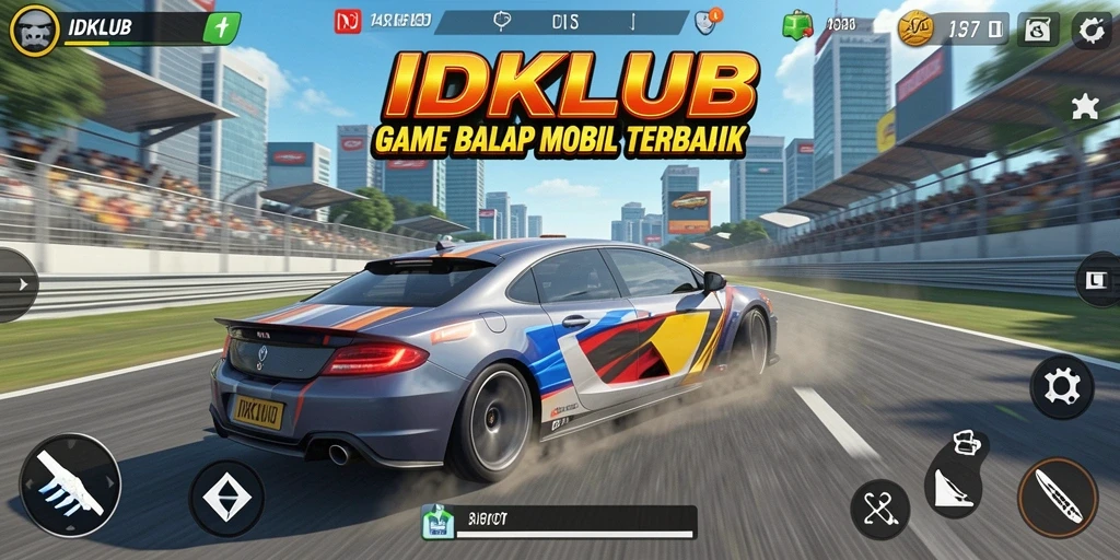 Screenshot gameplay balap mobil di IDKLUB yang menegangkan.