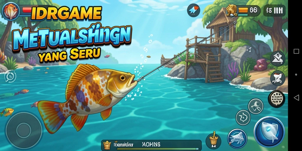 Tampilan gameplay IDRGAME yang menarik saat memancing.