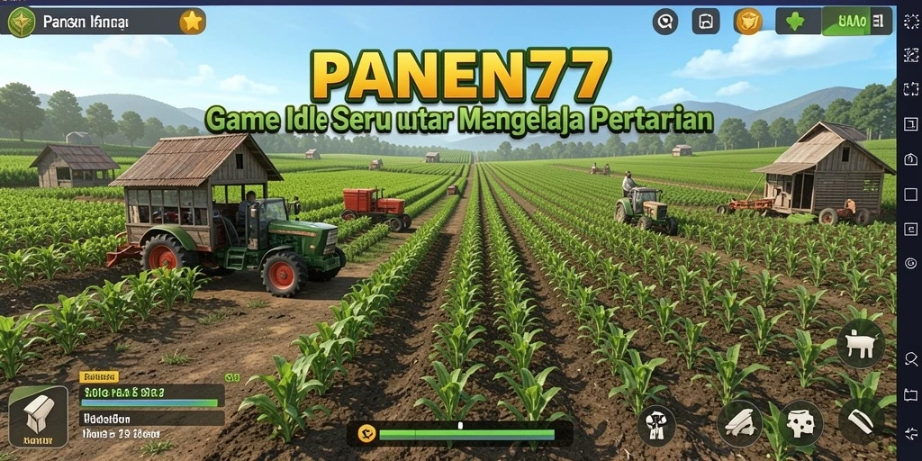 Screenshot utama PANEN77 menampilkan gameplay santai saat bertani.