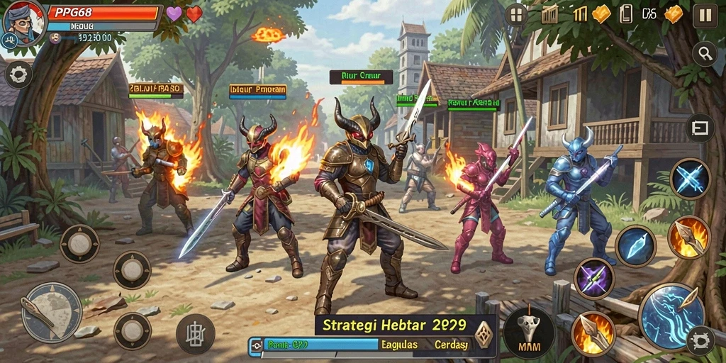 Screenshot menampilkan aksi intens dan strategi dalam gameplay PGG68.