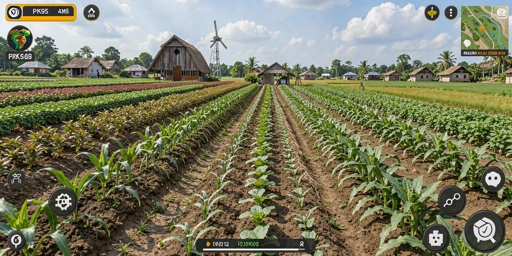 Tampilan gameplay seru di PK95 saat mengelola ladang.