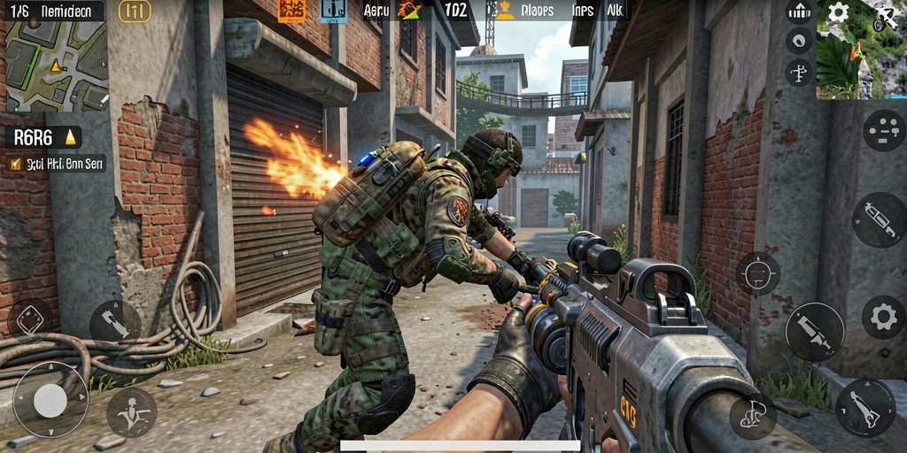 Tangkapan layar gameplay R6R6 menampilkan aksi tembak-menembak yang seru.