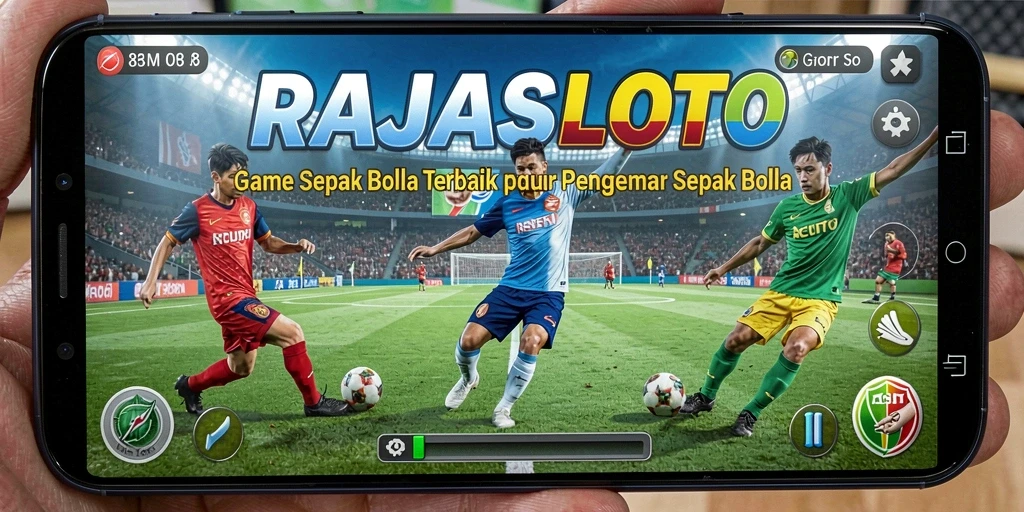 Screenshot gameplay RAJASLOTO yang menunjukkan aksi sepak bola yang mendebarkan.