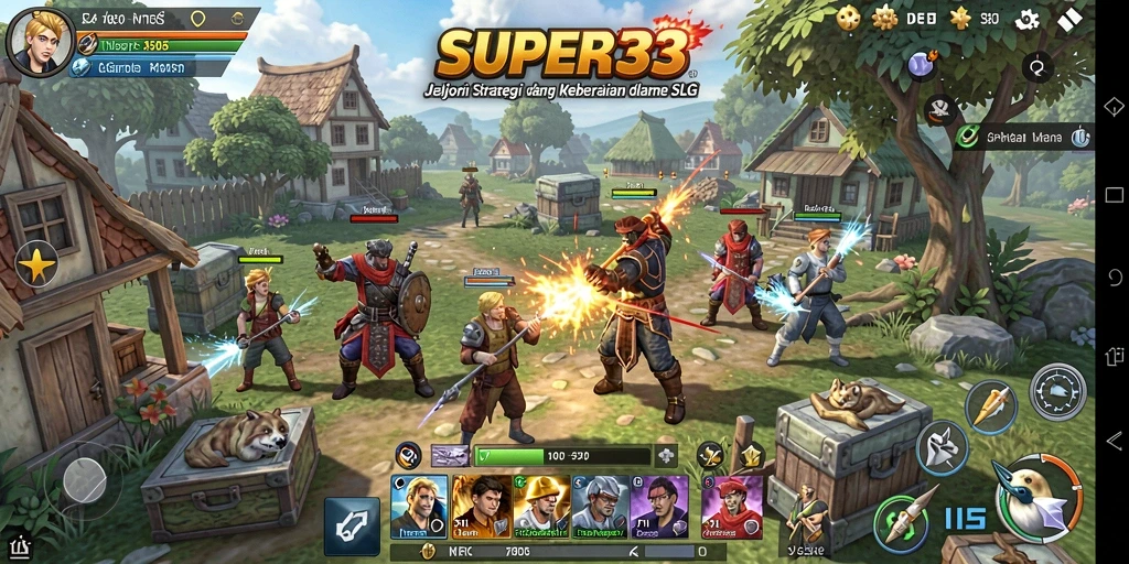 Gameplay SUPER33 yang mendebarkan dan penuh strategi.