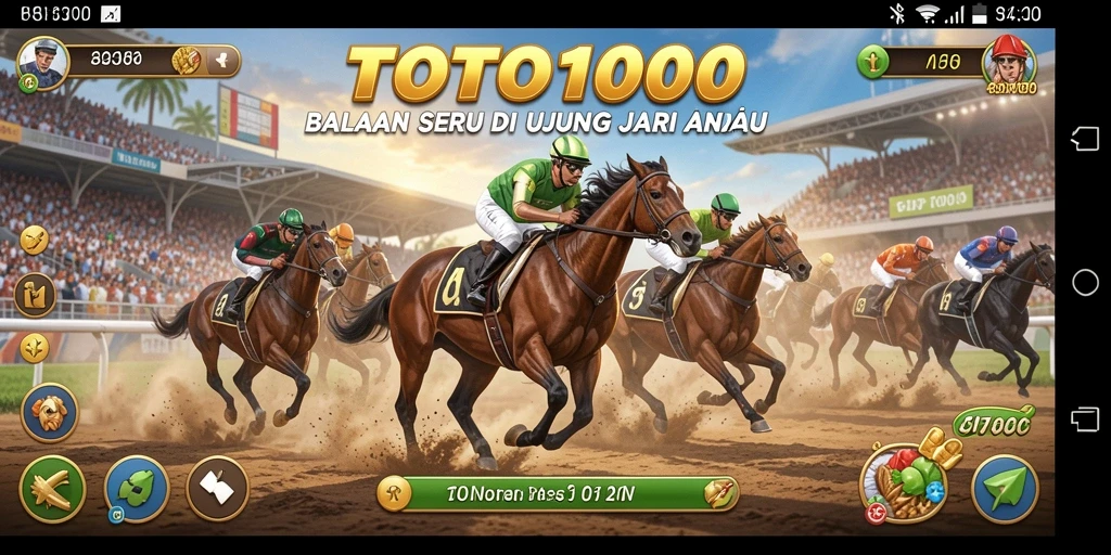 Screenshot gameplay TOTO1000 menampilkan aksi balap yang mendebarkan.