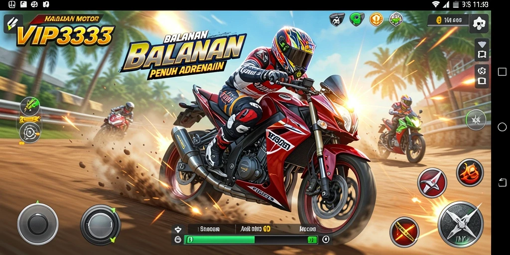 Screenshot gameplay VIP333 yang menunjukkan balapan motor seru.