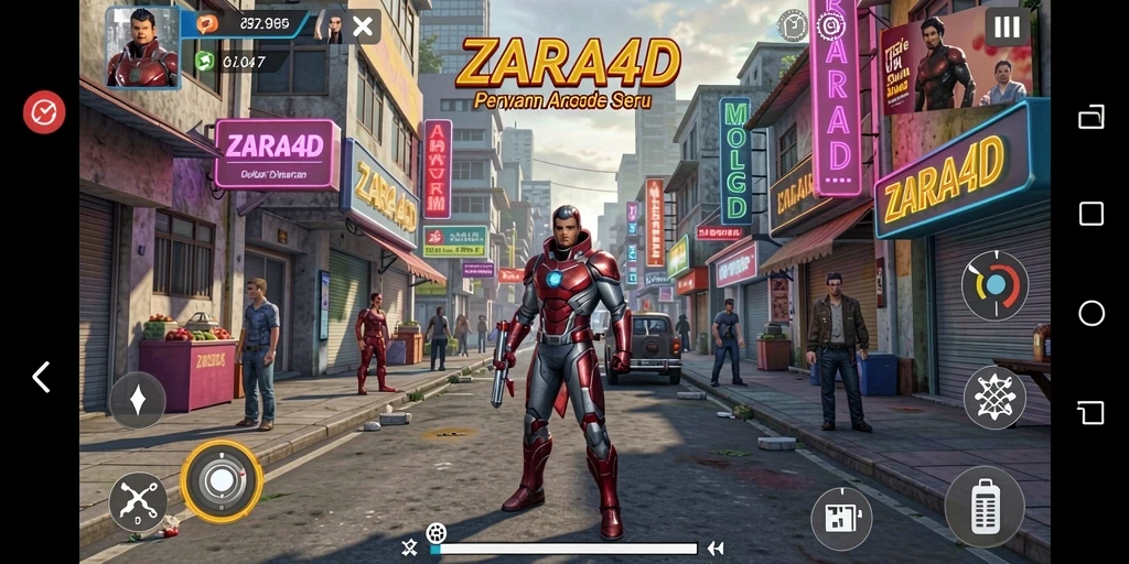 Screenshot gameplay ZARA4D menampilkan aksi mendebarkan di level yang berbeda.
